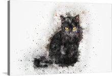  “Black Cat Watercolor” seamlessly blends realism and abstraction. This captivating print captures the essence of a feline muse—the embodiment of mystery and elegance. The cat’s yellow eyes gleam with secrets, drawing you into its enigmatic world. Against a backdrop of watercolor splashes, the fur comes alive—each stroke revealing depth and texture. 