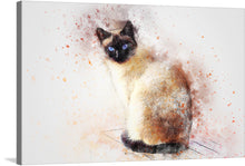  “Siamese Cat” is a mesmerizing artwork that captures the enigmatic allure and graceful poise of one of the most beloved feline breeds. The cat’s piercing blue eyes, cream-colored fur with brown patches on its ears, face, paws, and tail are depicted with striking detail. 