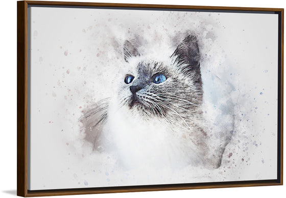 "White Cat Watercolor"