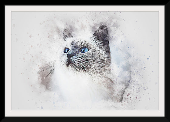 "White Cat Watercolor"