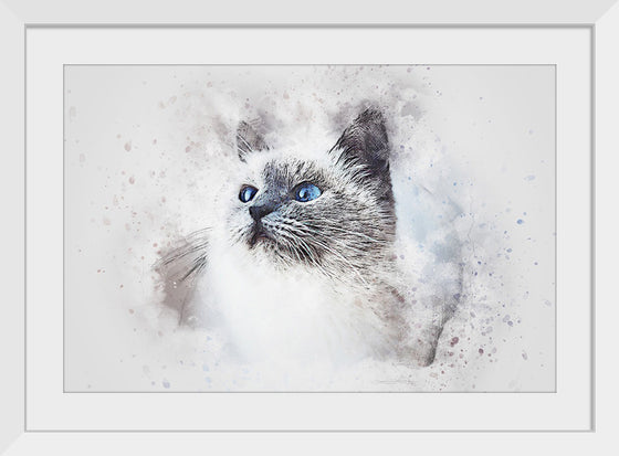 "White Cat Watercolor"