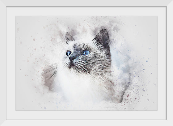 "White Cat Watercolor"