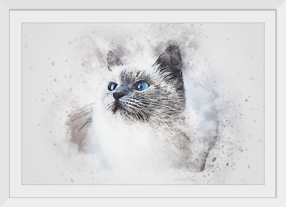 "White Cat Watercolor"