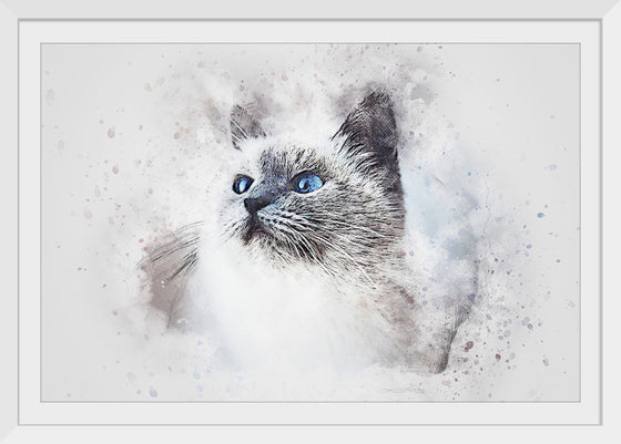 "White Cat Watercolor"