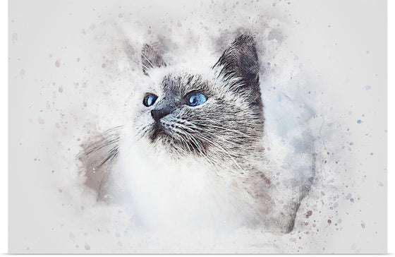 "White Cat Watercolor"