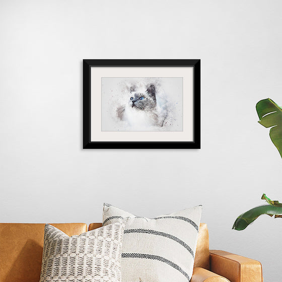 "White Cat Watercolor"