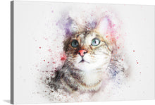  “Kitty Watercolor” is a mesmerizing piece that captures the soulful gaze of a cat amidst an explosion of color. The intricate detailing of the feline’s fur, paired with the ethereal blend of watercolors, creates a visual spectacle that is both grounding and whimsical. Every stroke tells a story of curiosity and wonder, making this artwork a captivating addition to any space.