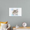 "Gray and White Cat Watercolor"