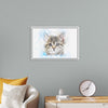 "Gray and White Cat Watercolor"