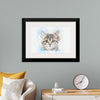 "Gray and White Cat Watercolor"