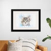 "Gray and White Cat Watercolor"