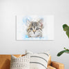 "Gray and White Cat Watercolor"