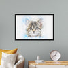 "Gray and White Cat Watercolor"