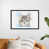 "Gray and White Cat Watercolor"