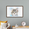 "Gray and White Cat Watercolor"