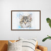 "Gray and White Cat Watercolor"