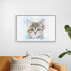 "Gray and White Cat Watercolor"