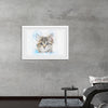 "Gray and White Cat Watercolor"