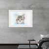 "Gray and White Cat Watercolor"