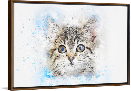 "Gray and White Cat Watercolor"