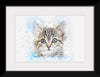 "Gray and White Cat Watercolor"