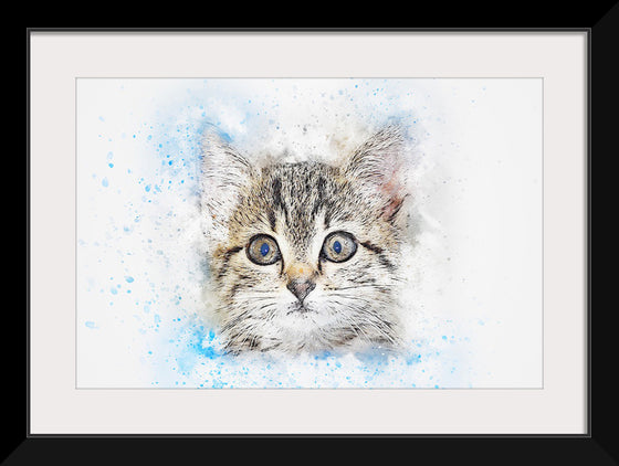 "Gray and White Cat Watercolor"