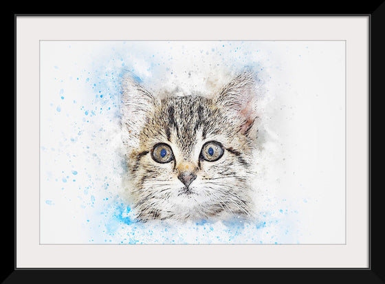 "Gray and White Cat Watercolor"