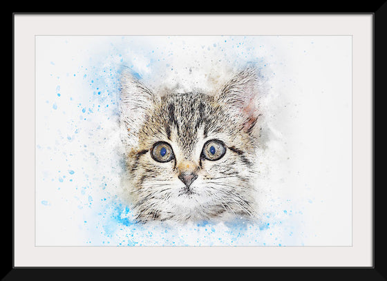 "Gray and White Cat Watercolor"