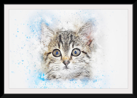 "Gray and White Cat Watercolor"