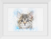 "Gray and White Cat Watercolor"