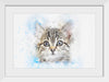 "Gray and White Cat Watercolor"