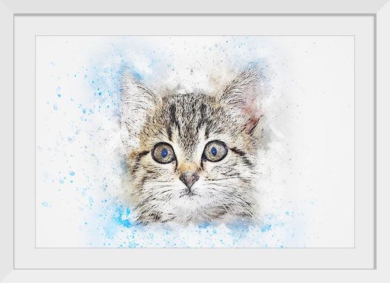 "Gray and White Cat Watercolor"