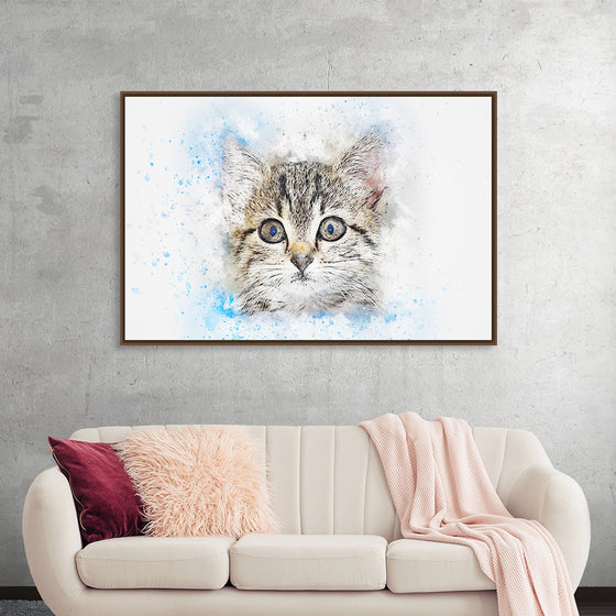 "Gray and White Cat Watercolor"