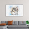 "Gray and White Cat Watercolor"