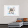 "Gray and White Cat Watercolor"