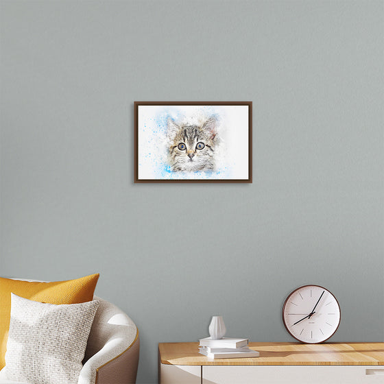 "Gray and White Cat Watercolor"