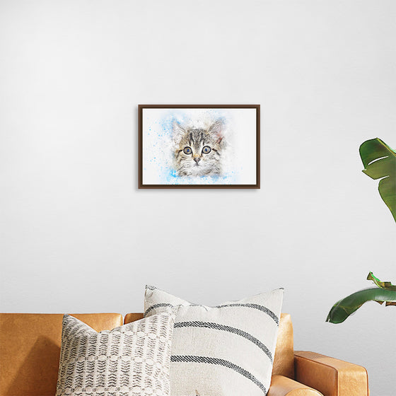 "Gray and White Cat Watercolor"