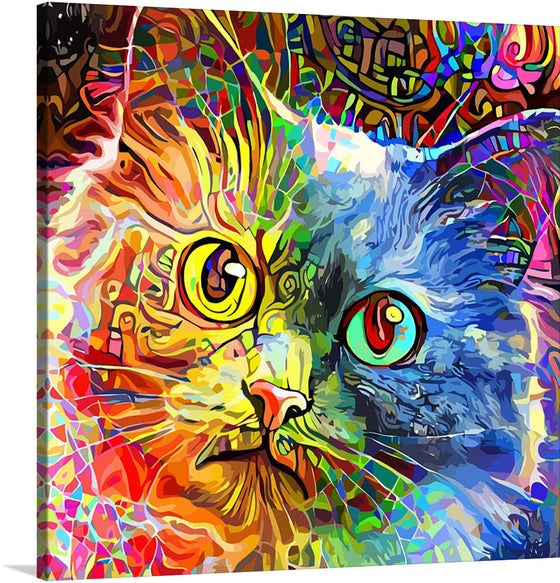 “Abstract Cat” is a mesmerizing digital artwork that dances on the canvas like a whimsical feline ballet. The abstract cat at its heart is a burst of vibrant colors, each hue a playful leap across the spectrum.
