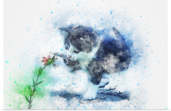 "Kitten with Flower"