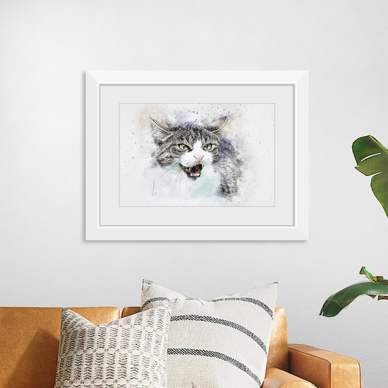 "Black and White Watercolor Cat"