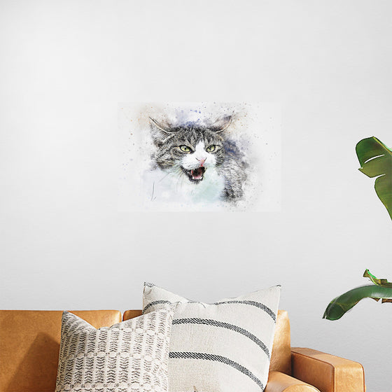 "Black and White Watercolor Cat"