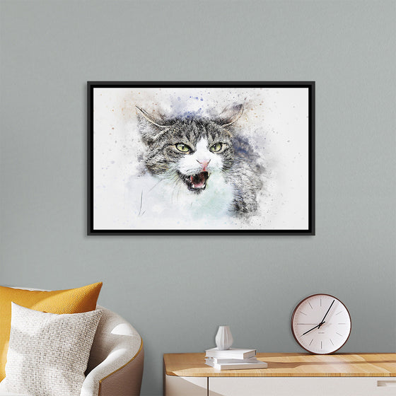 "Black and White Watercolor Cat"