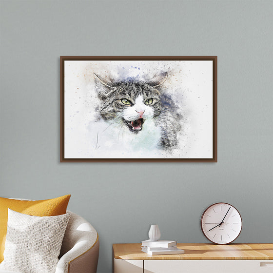 "Black and White Watercolor Cat"