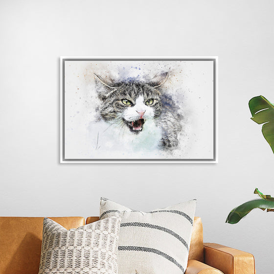 "Black and White Watercolor Cat"