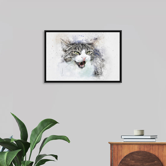 "Black and White Watercolor Cat"