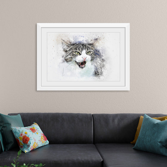 "Black and White Watercolor Cat"