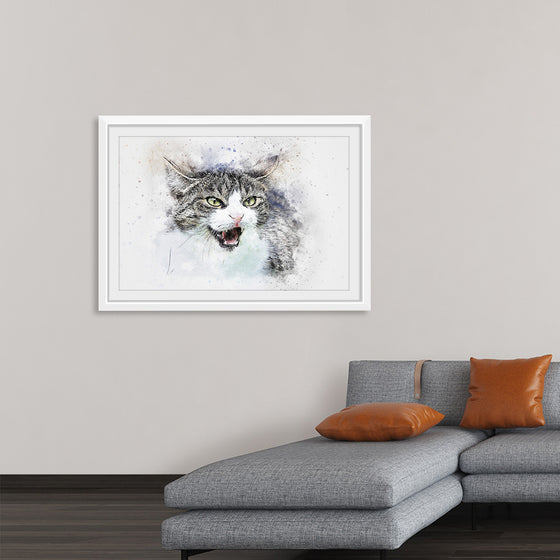 "Black and White Watercolor Cat"