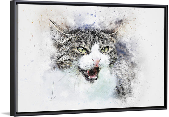 "Black and White Watercolor Cat"