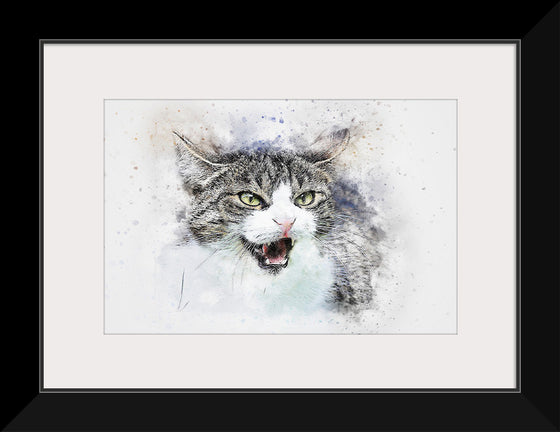 "Black and White Watercolor Cat"