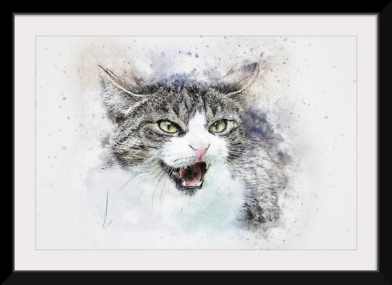 "Black and White Watercolor Cat"